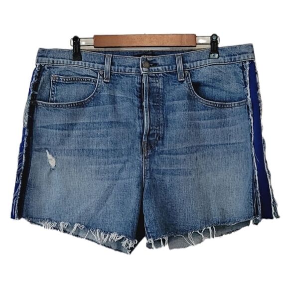 Hudson Jade Highrise Frayed Button Fly Boyfriend Denim Jean Shorts Size 32 - Picture 1 of 8